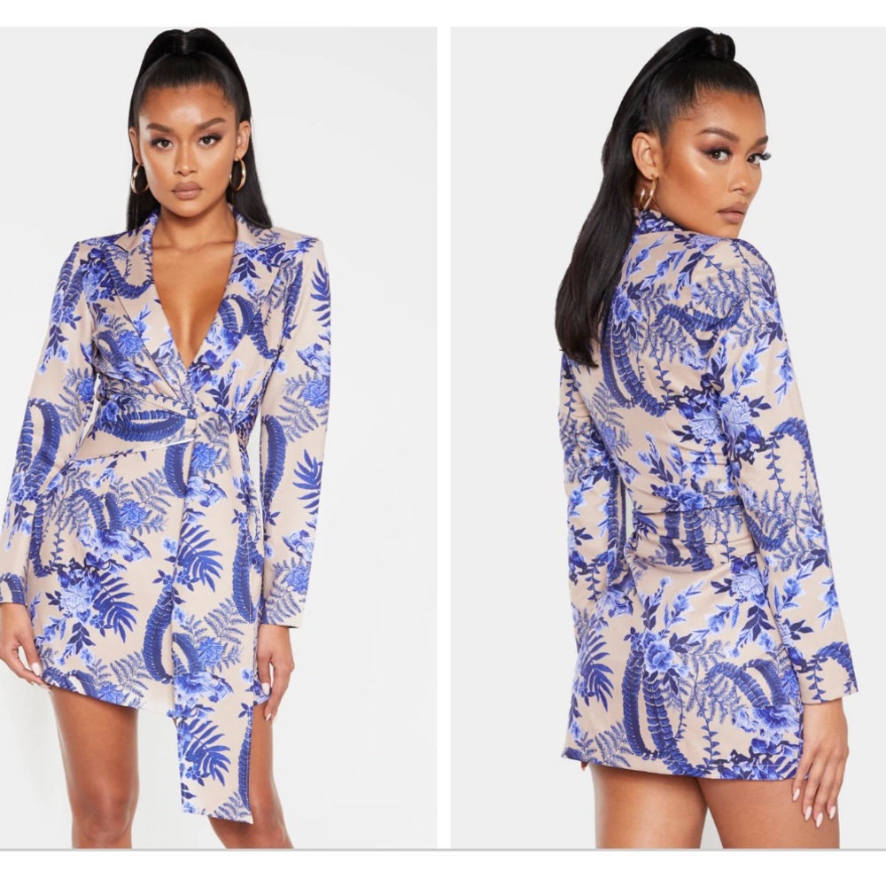 Pretty Little Things floral nude blazer dress